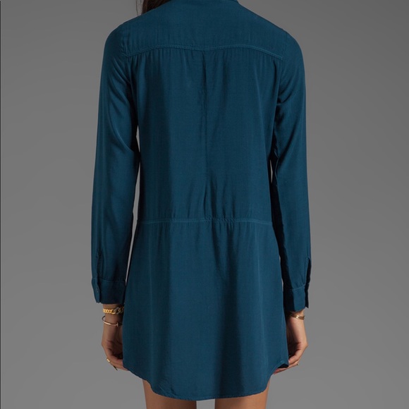 Splendid Long Sleeve Shirt Dress in Deep Teal XS - Picture 7 of 8